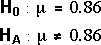 H0:mu=20, HA:mu!=20